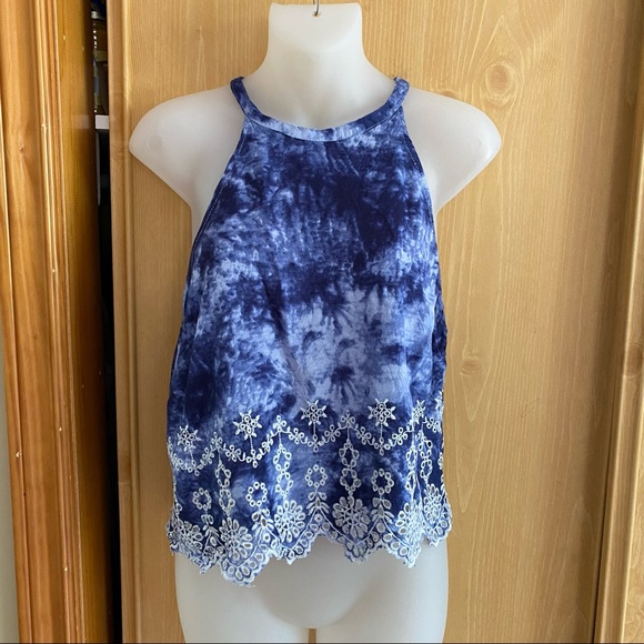 Kendall & Kylie • Blue Tie Dye Halter Neck Tank - Picture 2 of 12